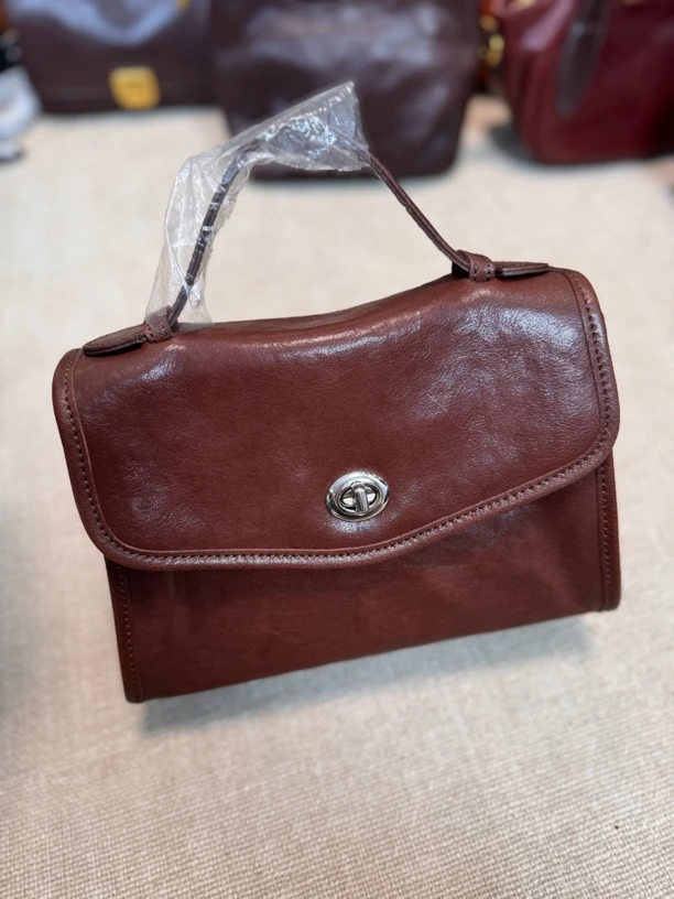 时尚简约个性韩式风格水晶植鞣头层牛皮手提包