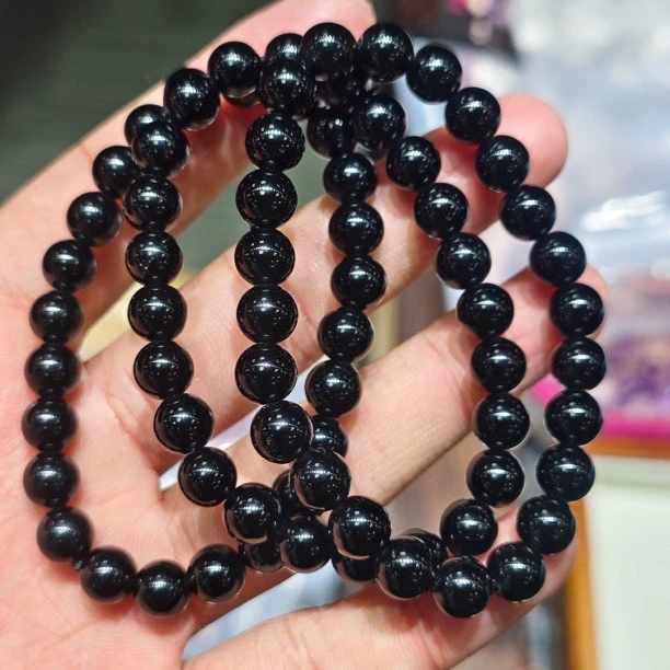 【书记甄选】天然黑曜石单圈手链 多样性发一件 约10mm 2223XL