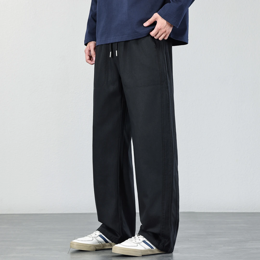 2025秋冬新款莱赛尔天丝休闲裤男宽松直筒长裤舒适垂感百搭阔腿裤