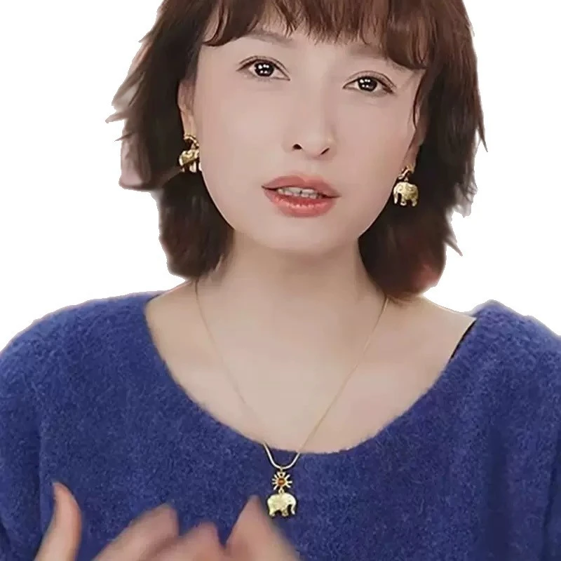 铜合金耳饰 吴昕同款象阳而生趣味小象时尚轻奢高级感耳环 /项链