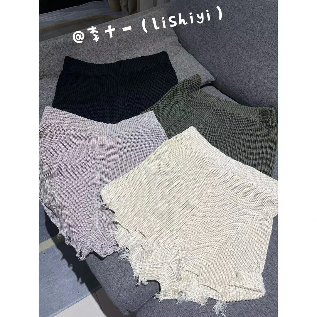 【李十一LISHIYI】不规则毛边针织弹力短裤2970