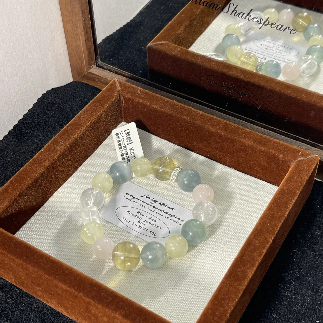 【翠柳】天然水晶手串黄阿塞白阿塞粉晶黄莹石绿莹石多样性发一P027