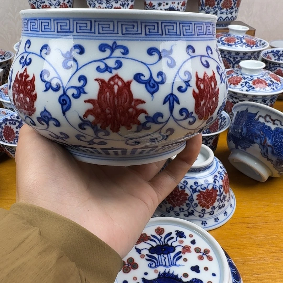 当代青花釉里红水洗