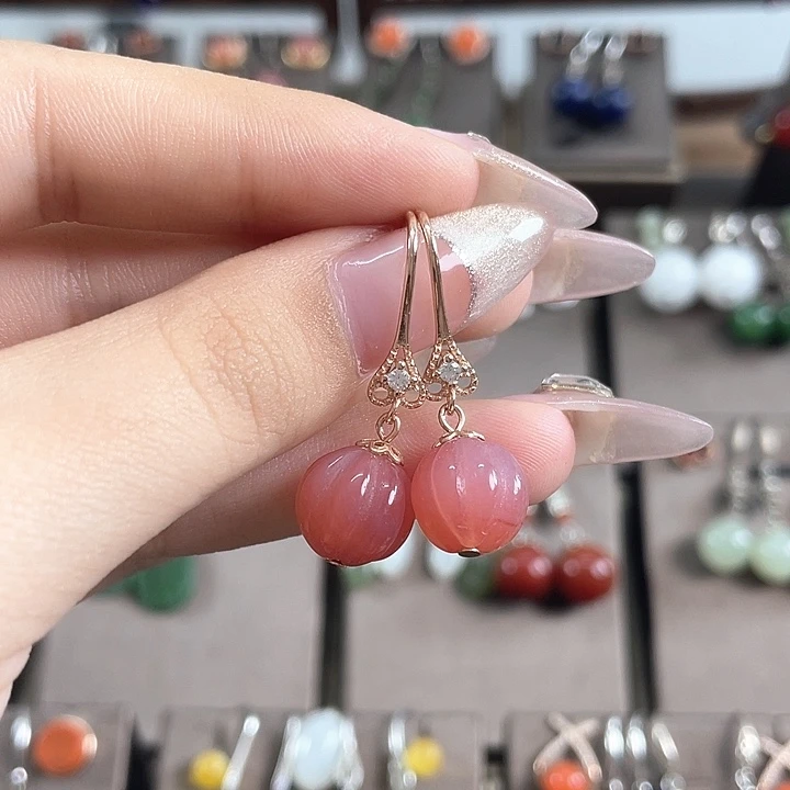 玛瑙/玉髓耳饰银S925镶嵌11左右