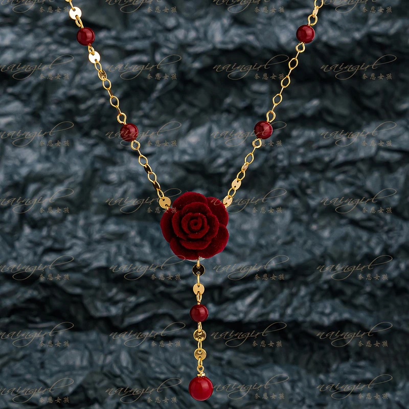 铜合金仿珍珠吊坠 X8808【玫瑰故事】时尚百搭气质优雅女人味项链