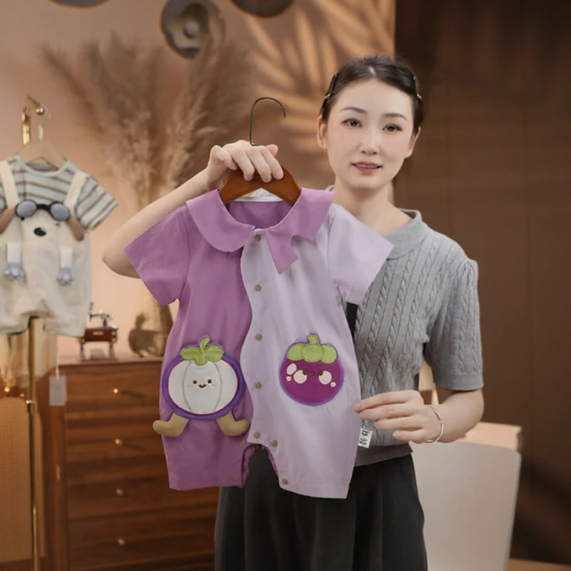 【山竹乐园】婴儿衣服夏款连体衣男女宝宝夏季短袖薄款外出爬服哈衣