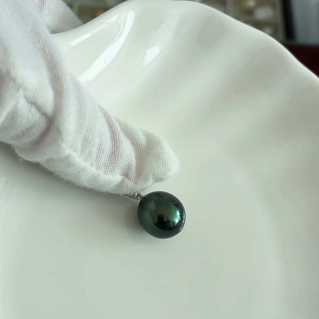 海水珍珠颈饰18K金镶嵌大溪地吊坠12-13mm