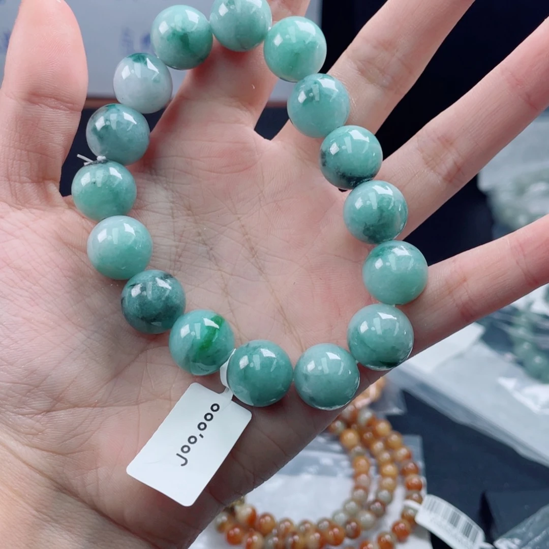 未镶嵌定制翡翠珠串13.8