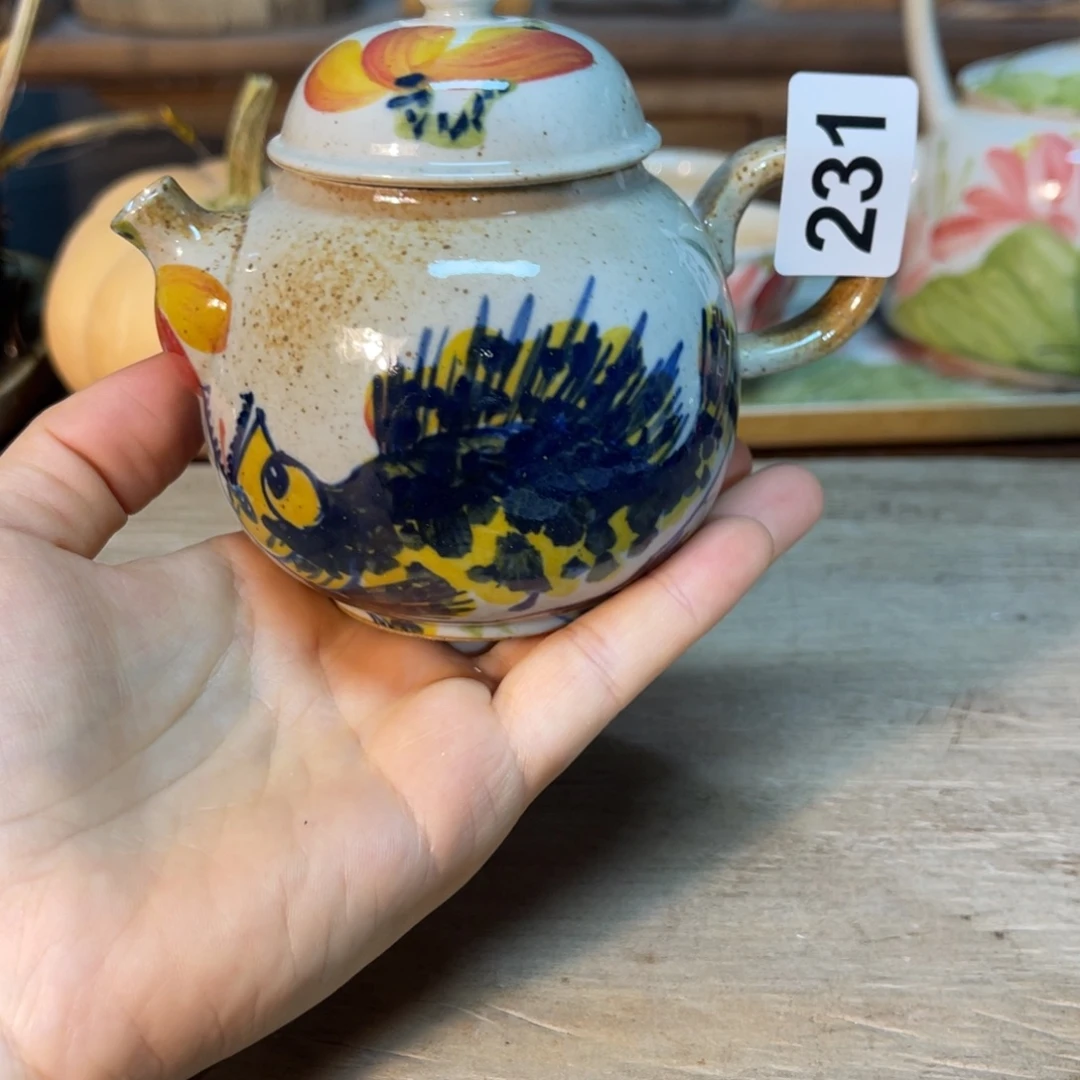 壶素浅陶瓷手工手绘