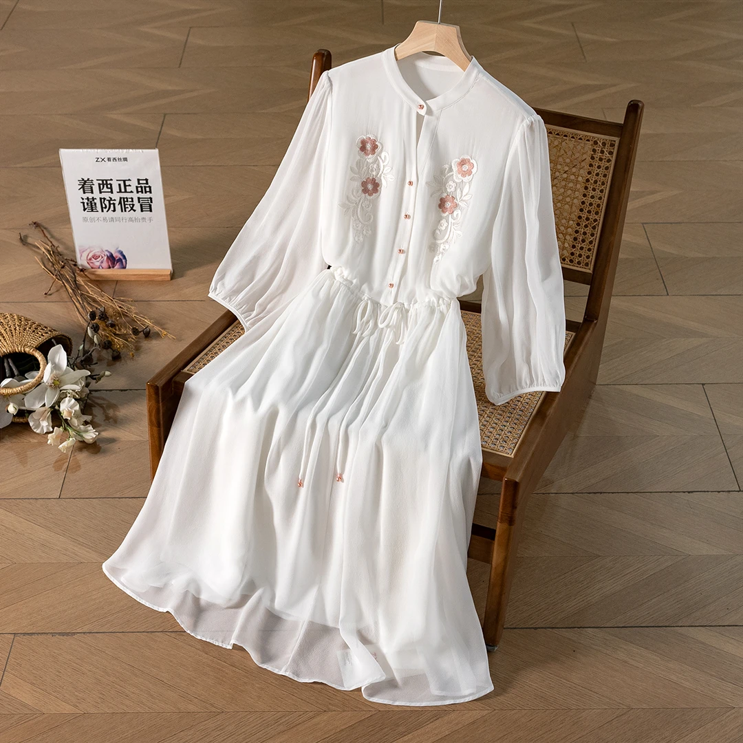 ZHUOXI/着西春夏超级显瘦连衣裙桑蚕时尚波点连衣裙2Q55009