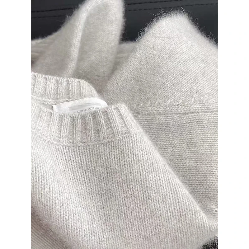 高级灰」高货藏羊毛~冬季纯色圆领长袖毛衣宽松显瘦针织衫-5738