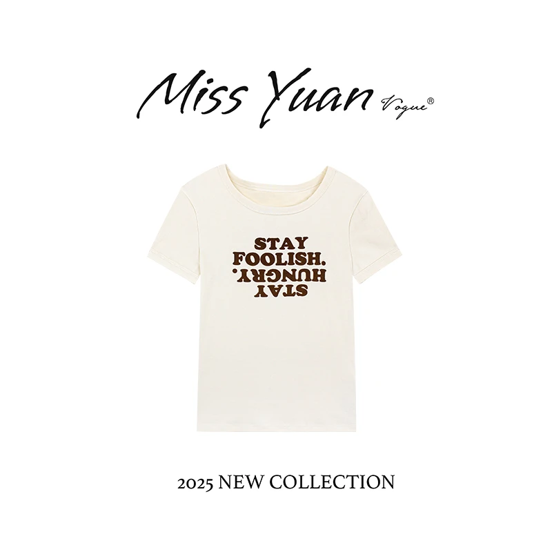 M.Y媛总 2025秋季新款休闲衣服宽松T恤百搭时尚通勤风短袖MY1988M