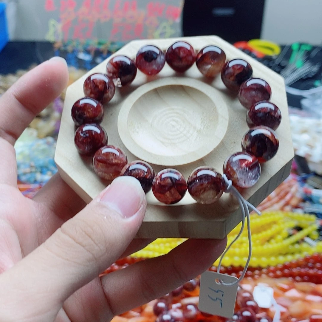 玛瑙/玉髓未镶嵌珠宝半成品一个天然13mm红胶花手串