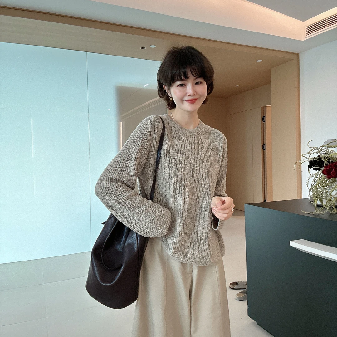 春季简约高级宽松显瘦百搭气质休闲针织衫