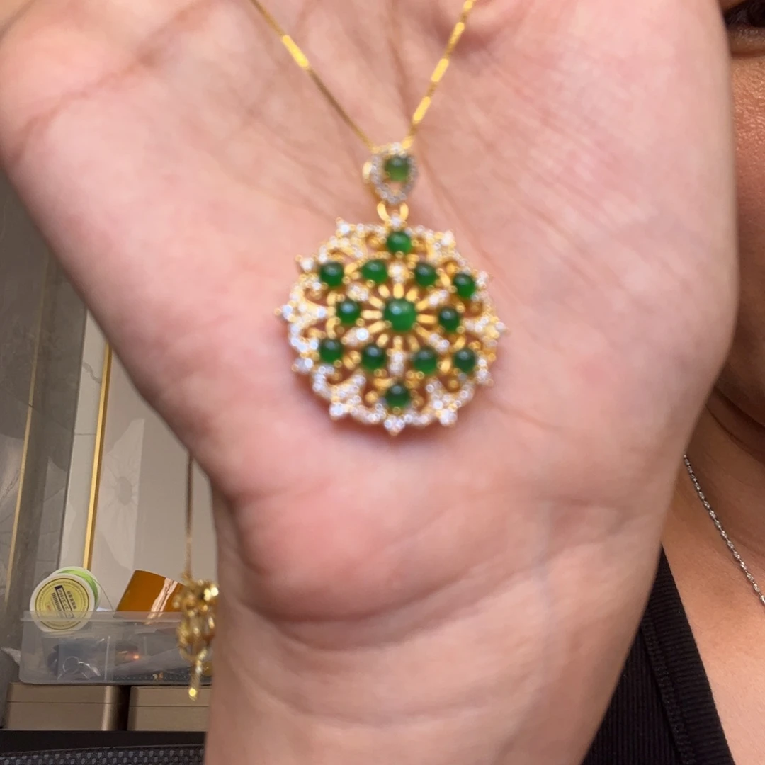 翡翠银S925镶嵌吊坠(不含链)吊坠