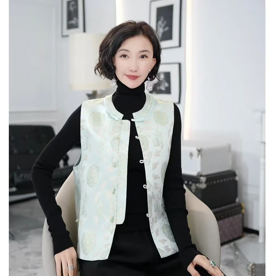 Betty Bairn【青花雅韵】高端织金刺绣提花圆领无袖马甲24B-BW7679