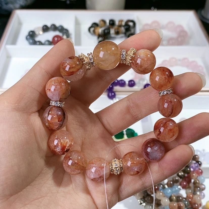 【闪购商品】水晶手链合金?****?红胶花diy款1111