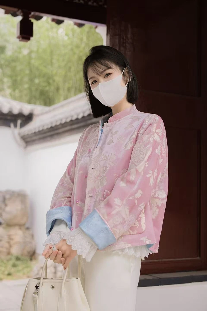 【国庆福利】浣花溪  国风桑蚕丝丝绒双面穿织金时尚外套 DF0333