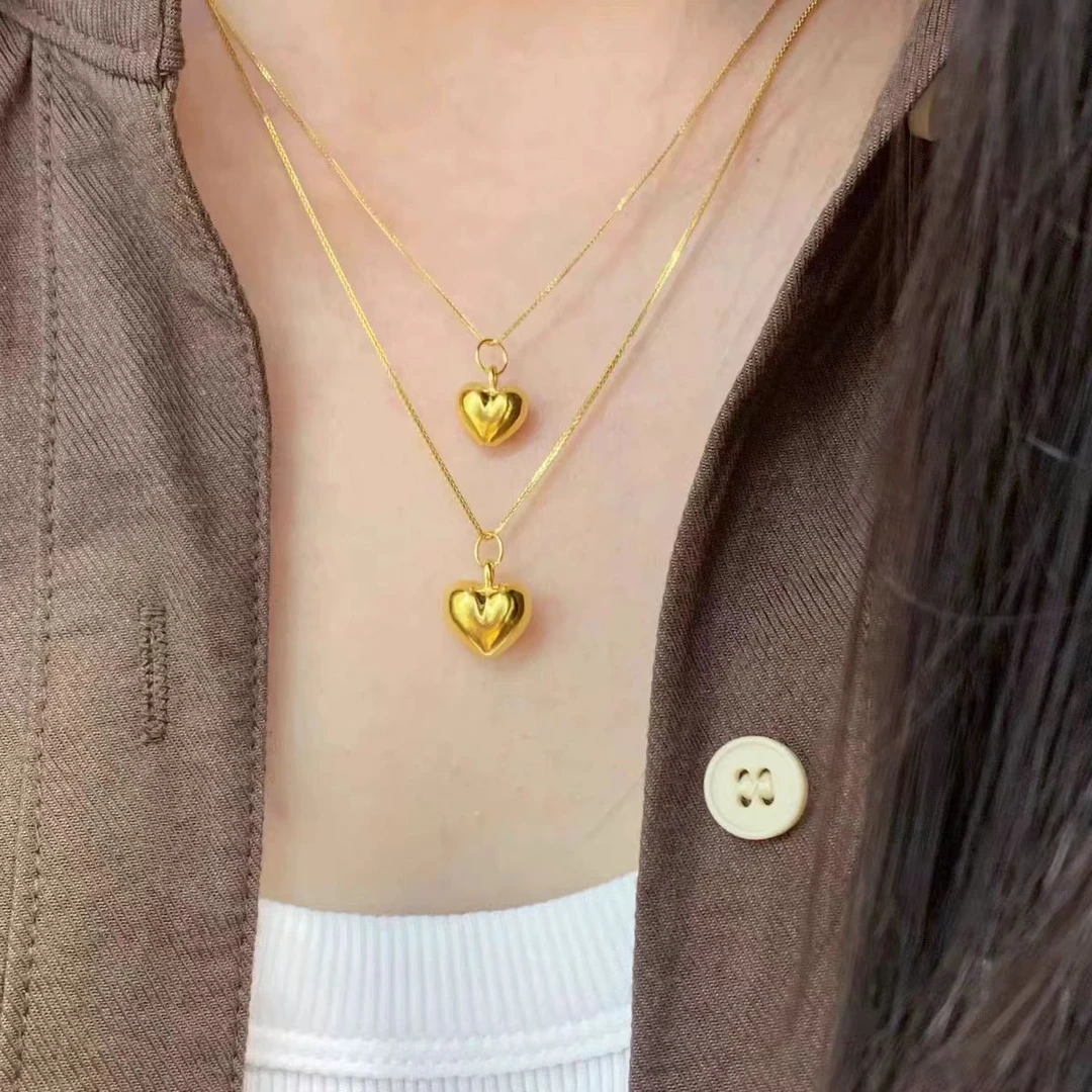 心形黄金吊坠赠送链子