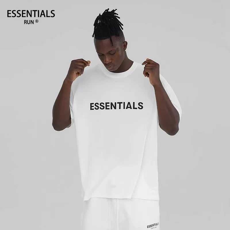 ESSENTIALS RUN美式潮牌2025夏季新款男女同款情侣款纯棉短袖T恤