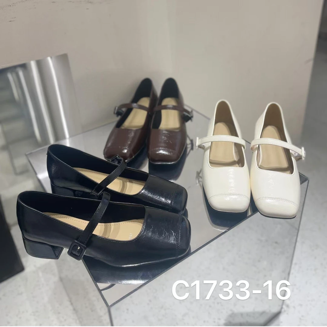 单鞋女2024秋冬新款法式复古方头仙女软皮玛丽珍鞋C1733-16