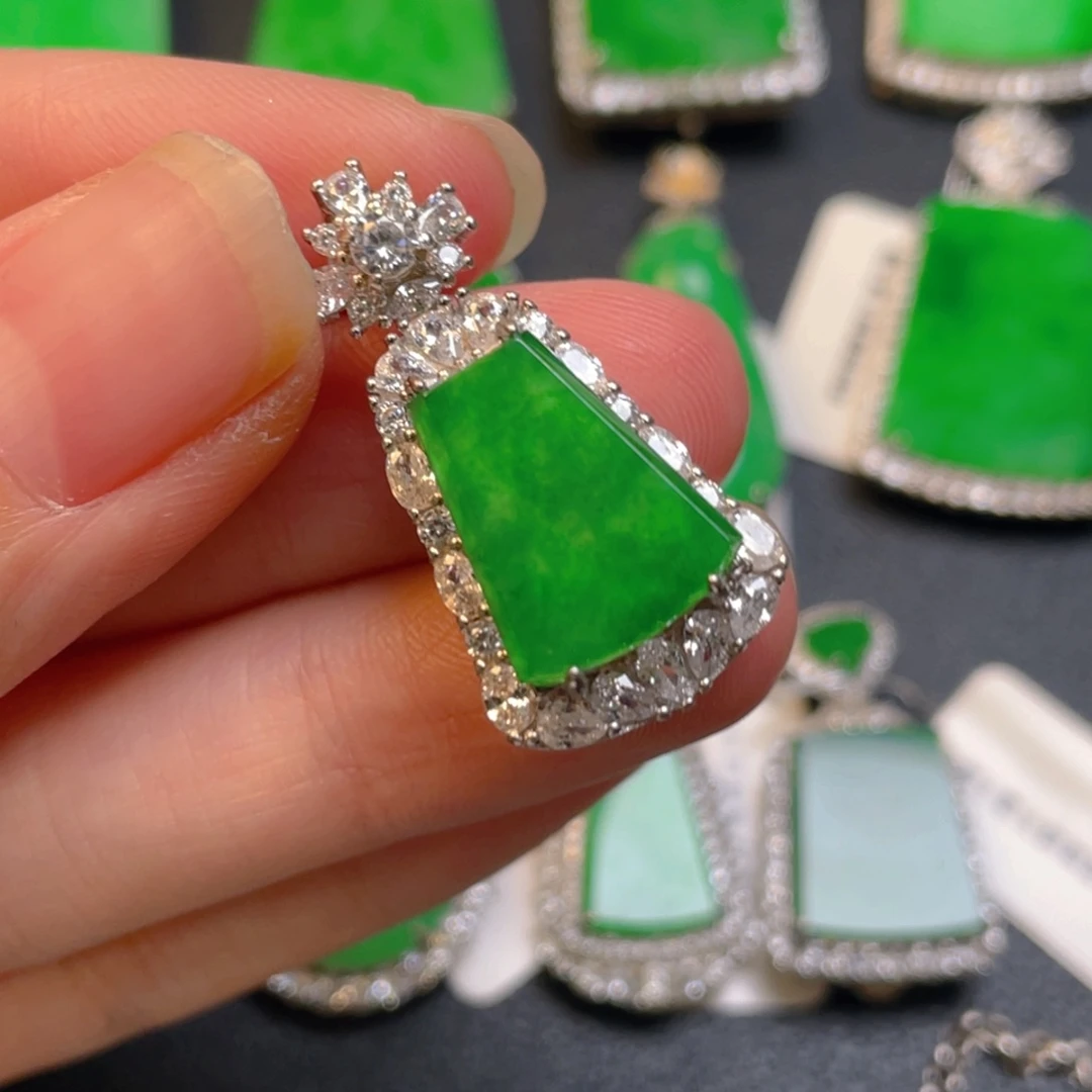 翡翠银S925镶嵌吊坠(不含链)