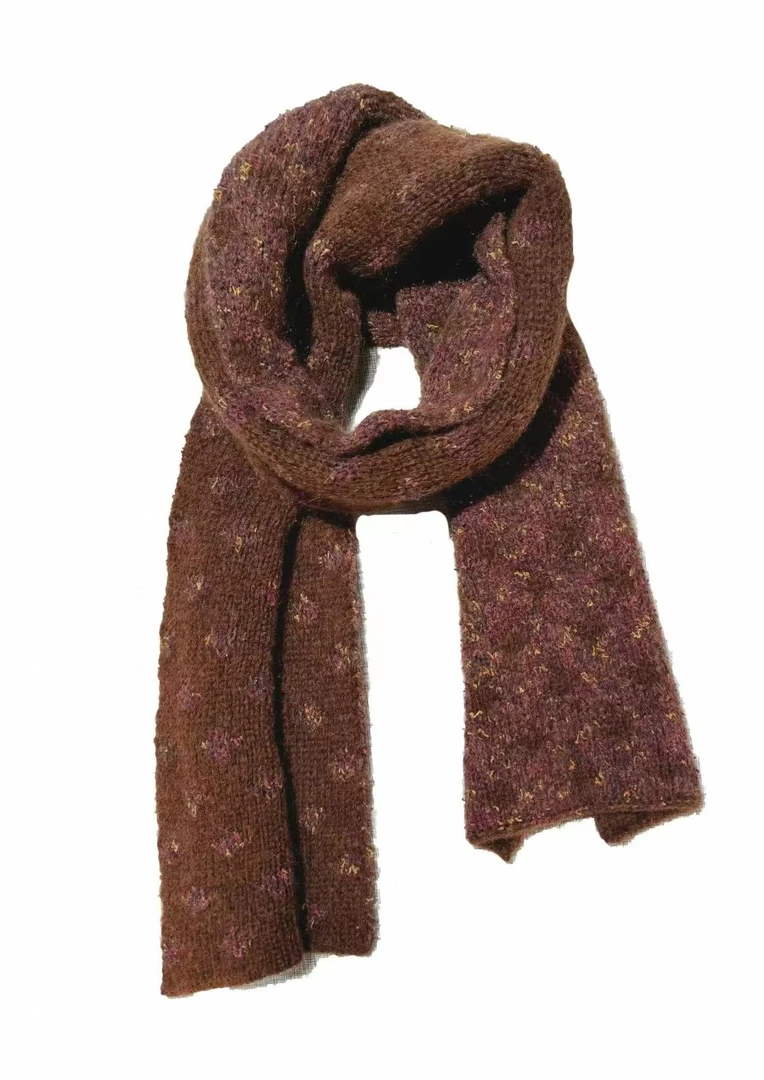 山山家-左岸迷香【针织围巾】Z25FW7205保暖秋冬棕色百搭时尚复古