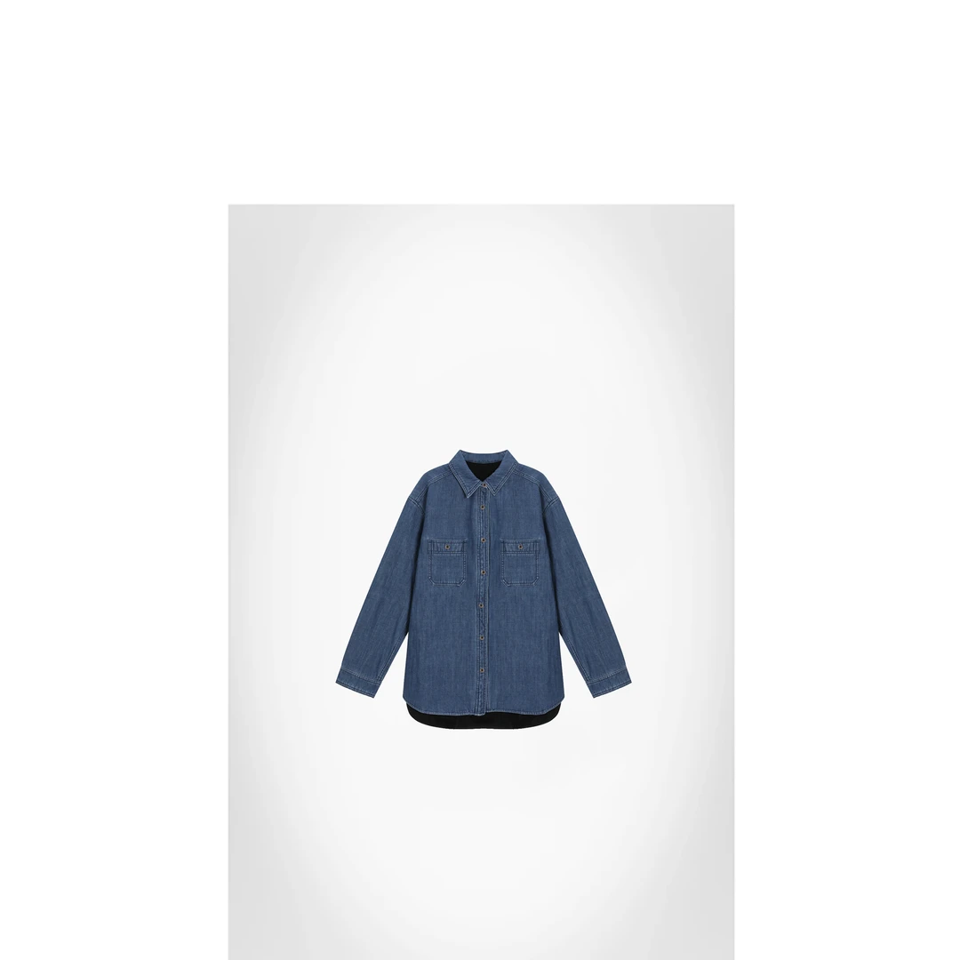 25冬翻领宽松廓形牛仔衬衫外套【100%棉】ACXJ719
