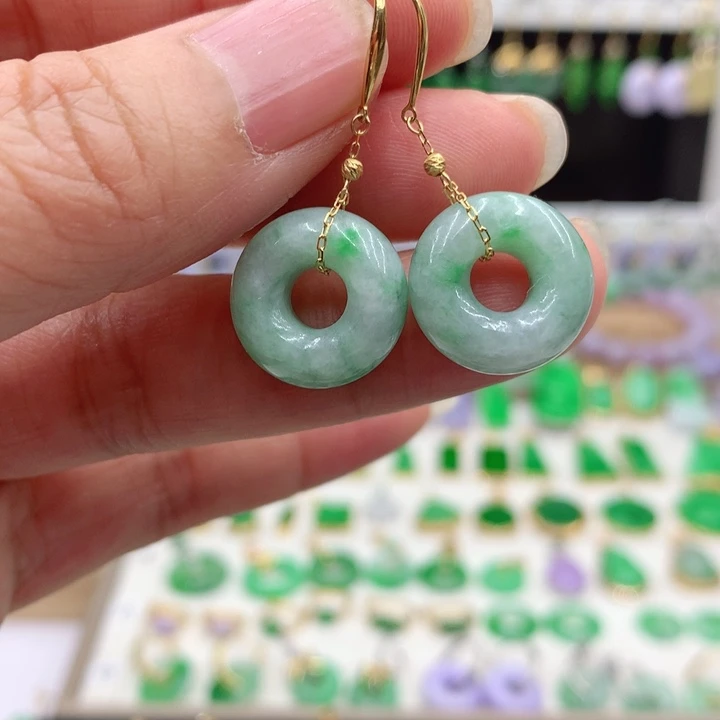 翡翠18K金镶嵌耳饰