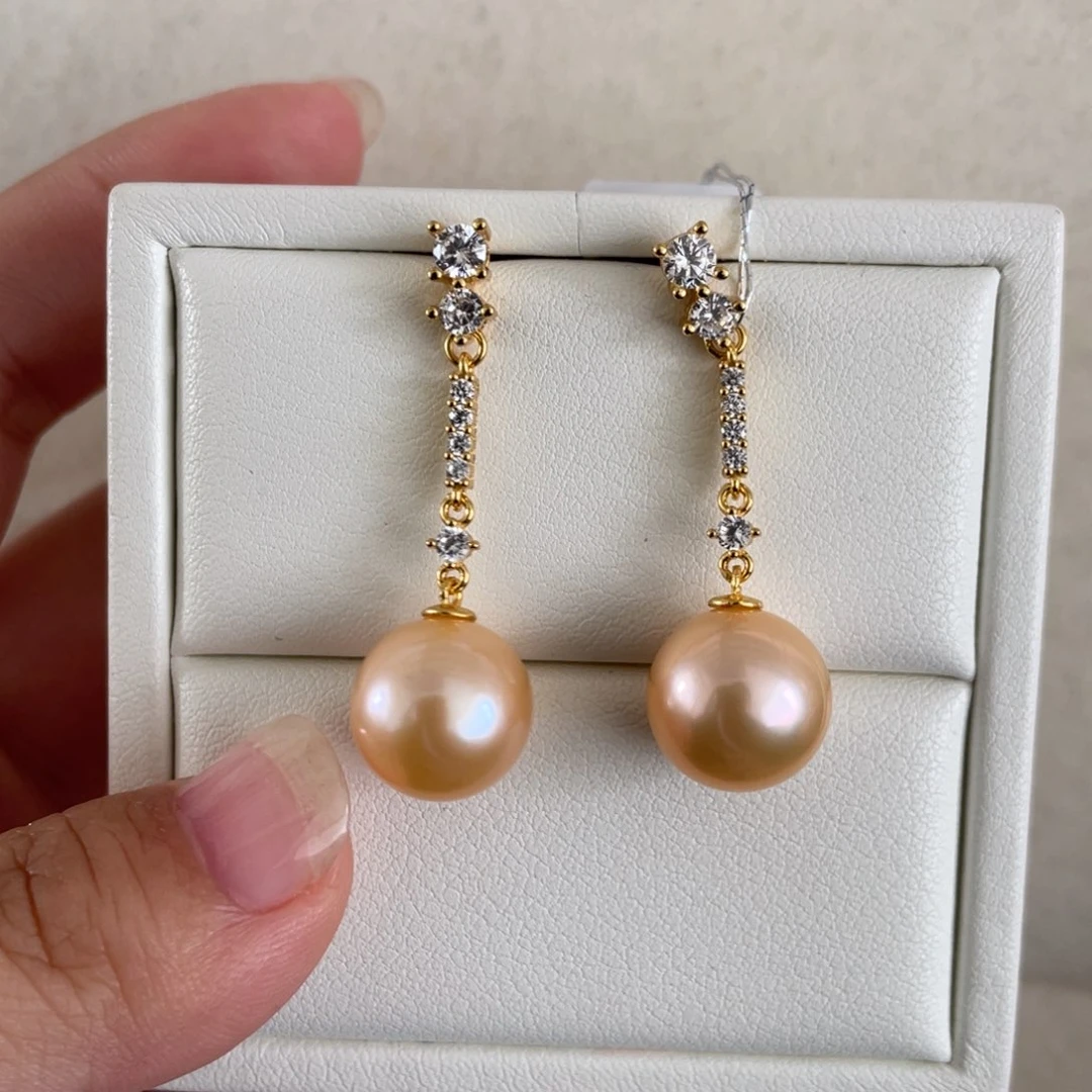 淡水珍珠耳饰银S925镶嵌12-13mm