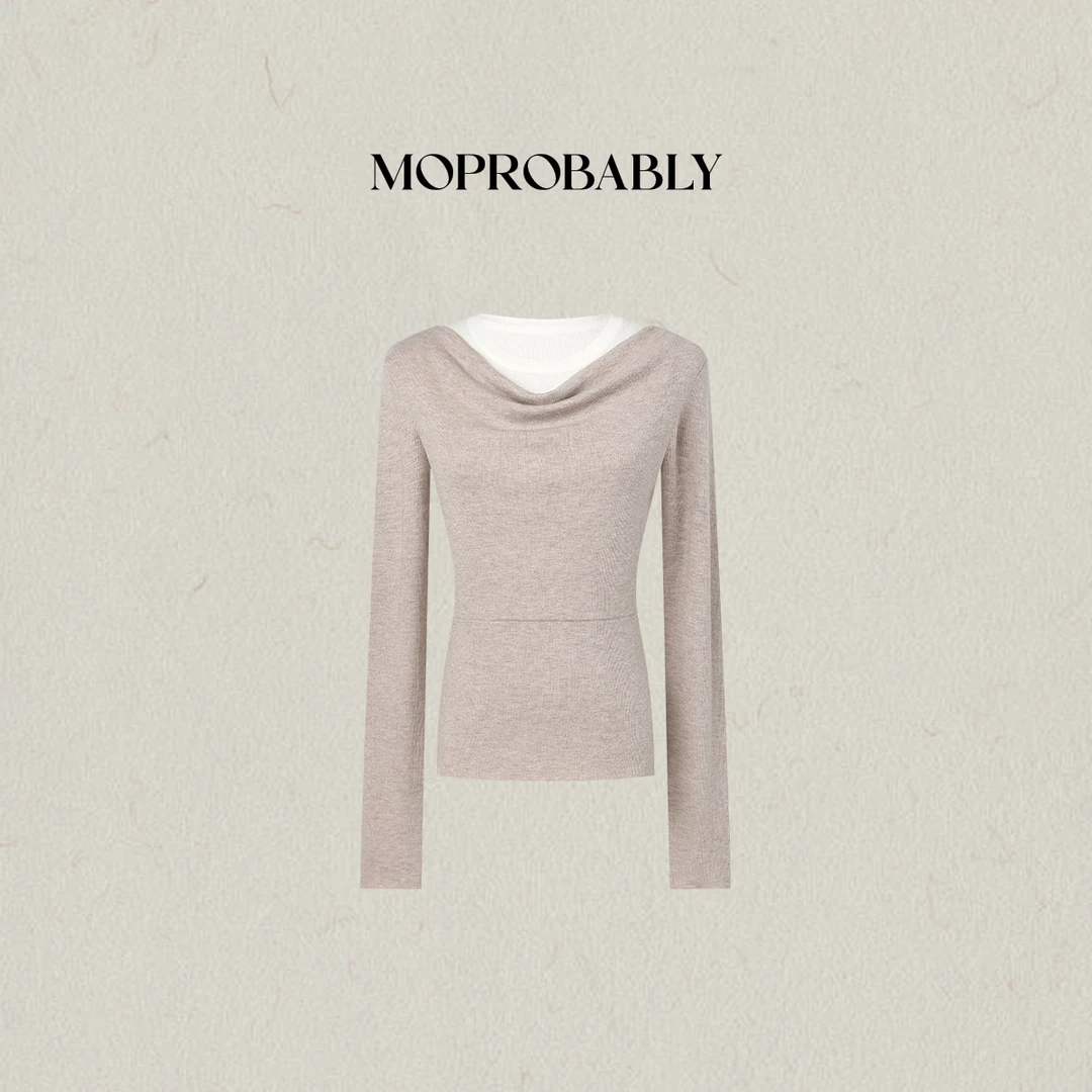 Moprobably李予诺「共赏」松弛纯欲风拼接假两件针织上衣L5476050