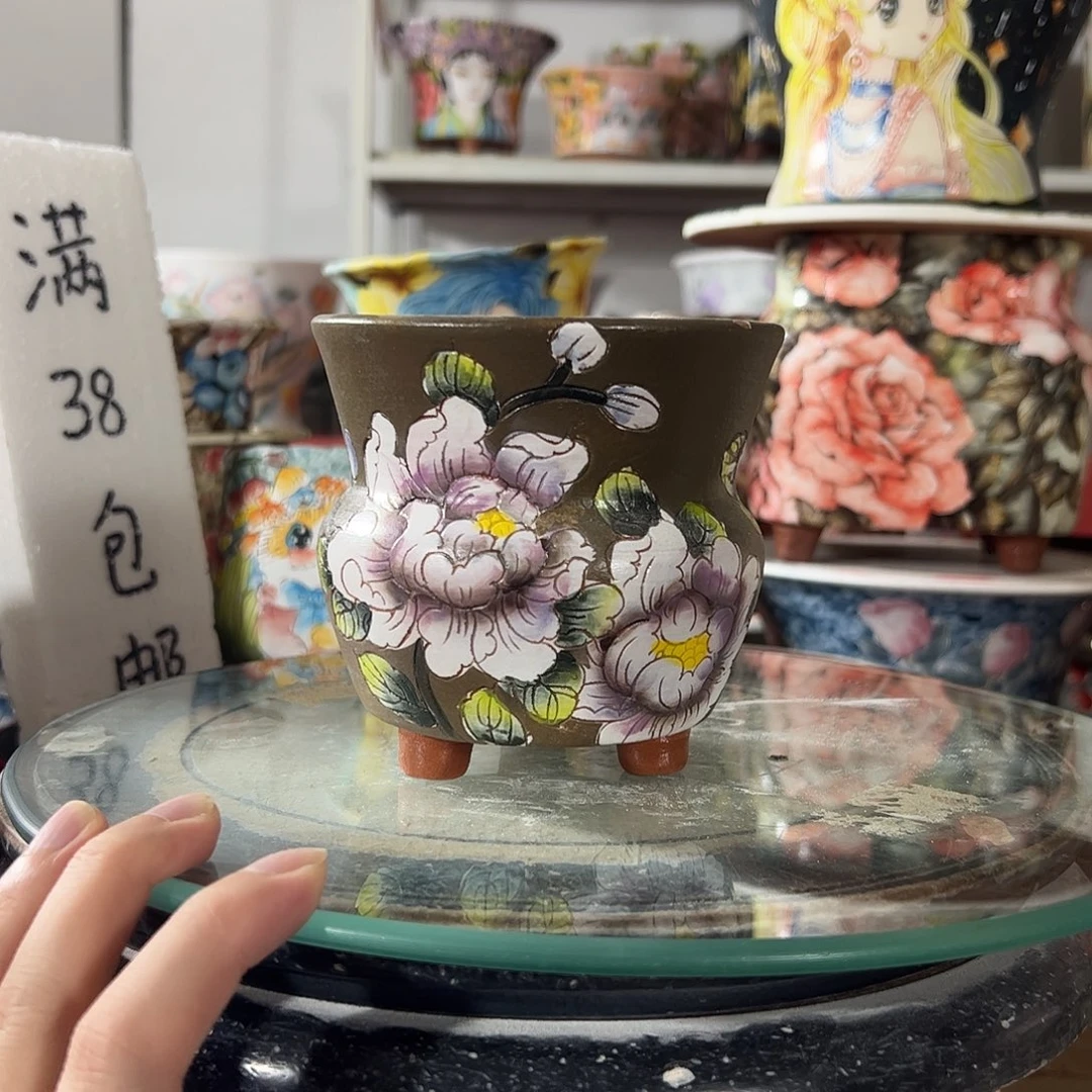 景德镇手绘花盆幸运花盆