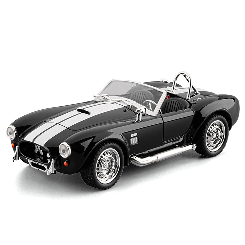 1:22眼镜蛇敞篷跑车复古车模摆件回力灯光儿童玩具车仿真汽车模型