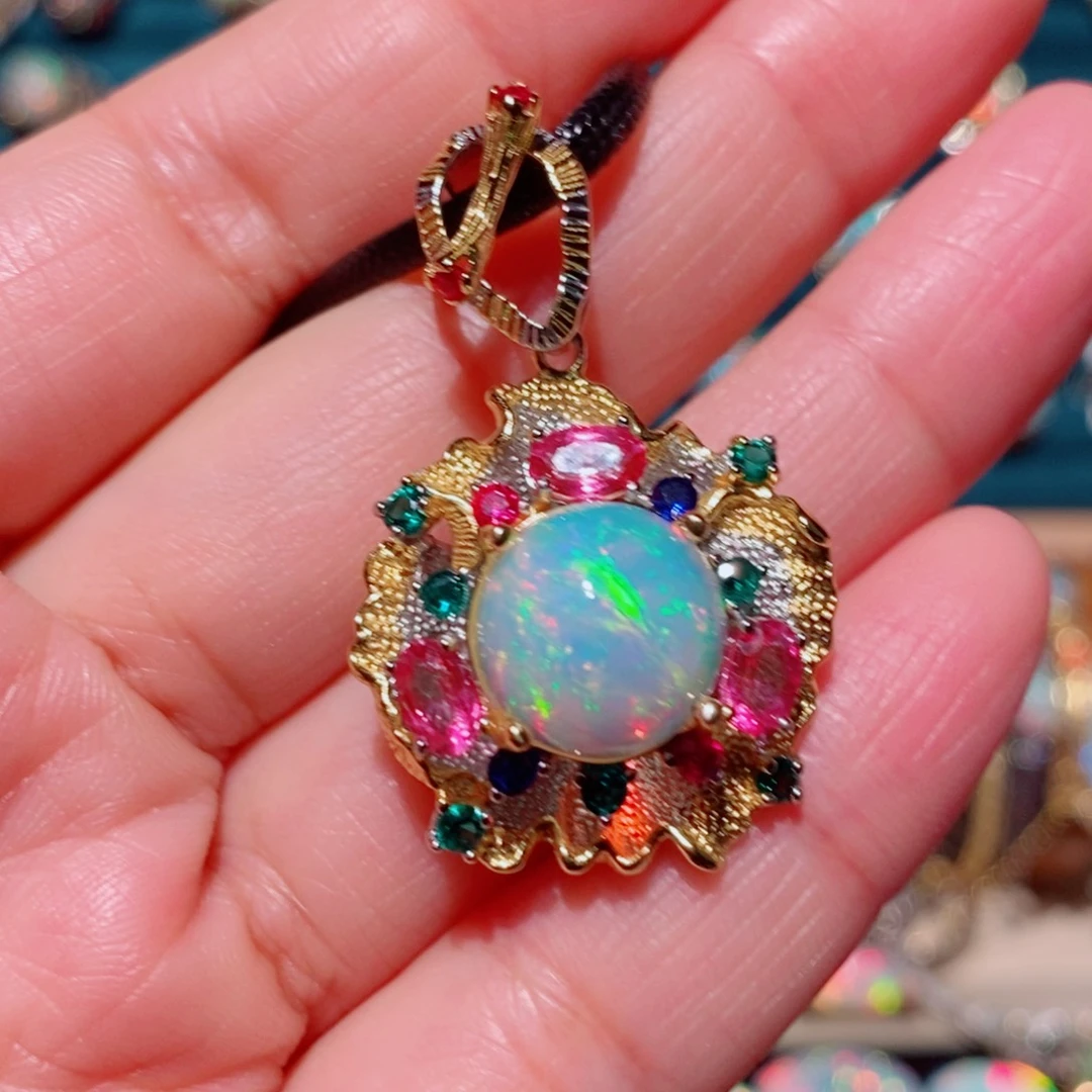 欧泊欧泊吊坠银S925镶嵌