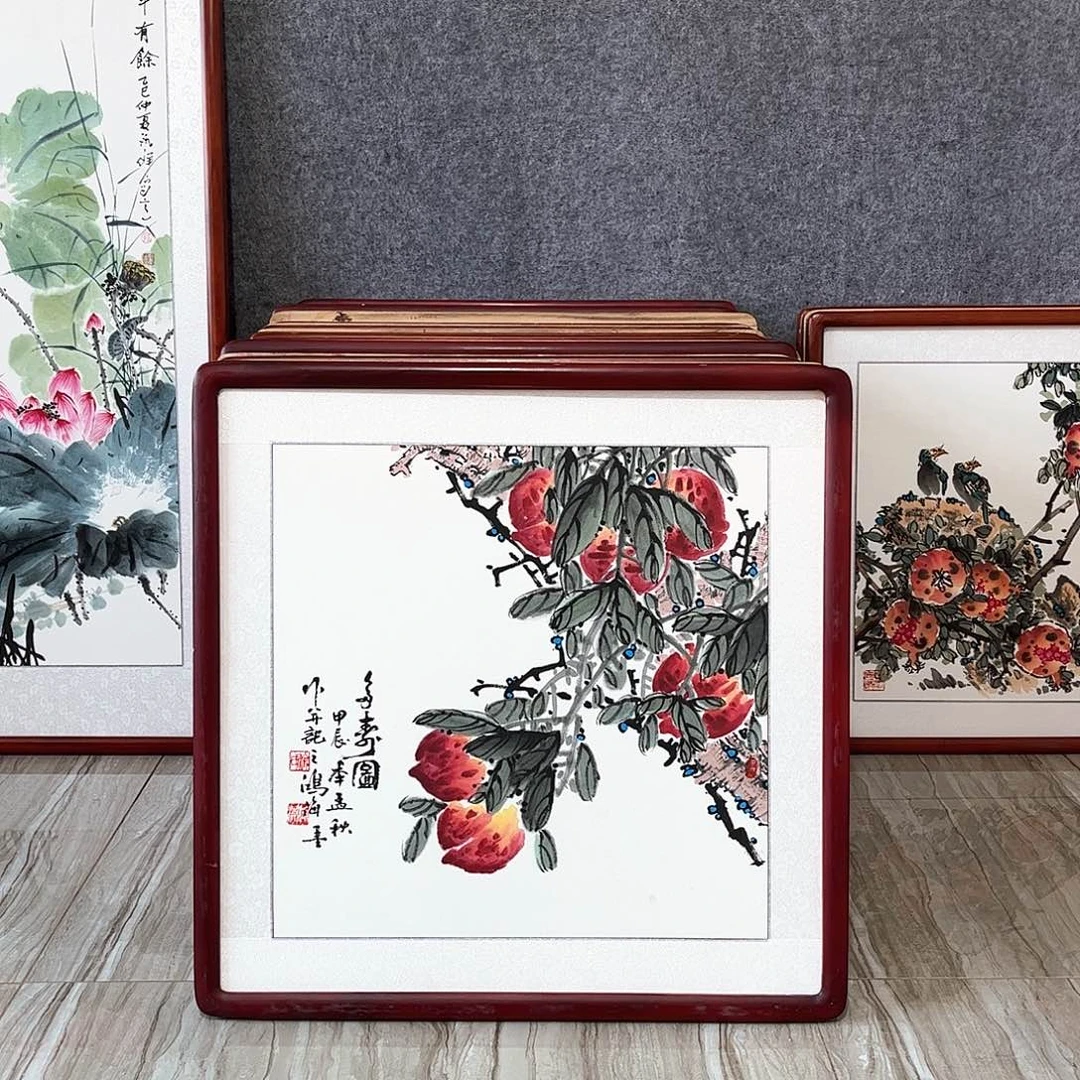 国画书画作品带框63×63