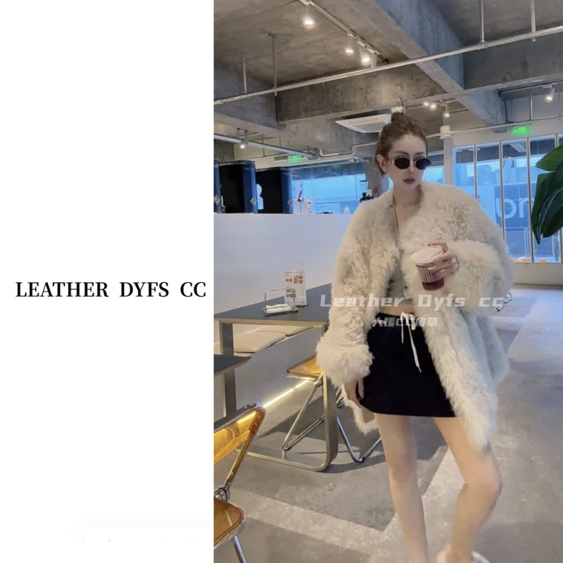 Leather Dyfs cc”妃洛里斯1“40459原单托卡半卷羊皮毛一体外套
