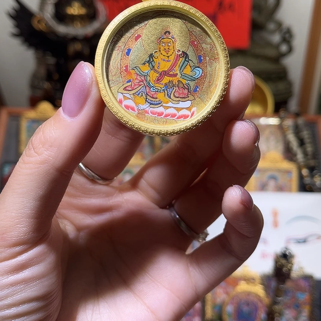 吊坠热贡手绘唐卡3.5黄c