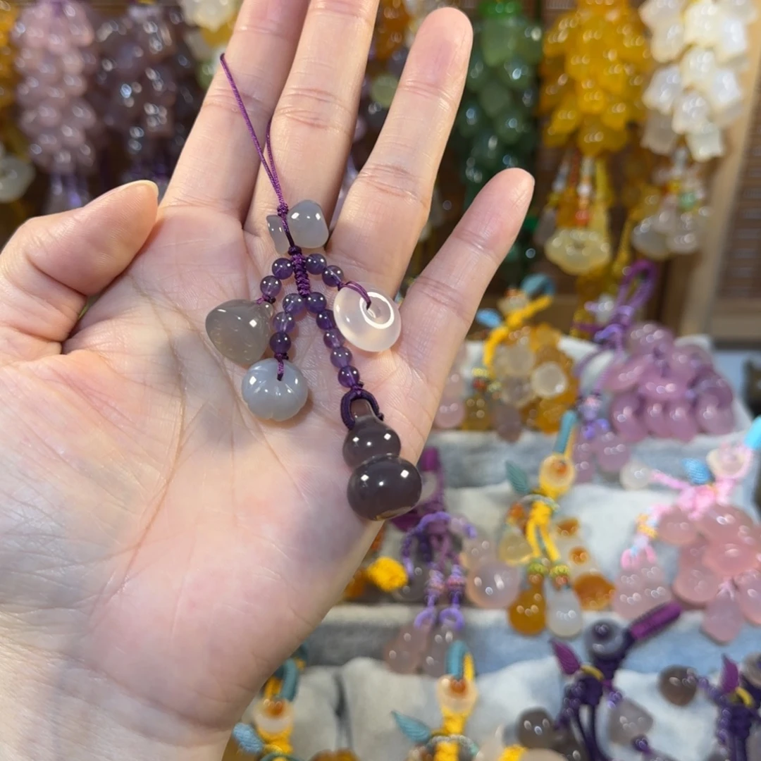 玛瑙/玉髓未镶嵌手机挂件