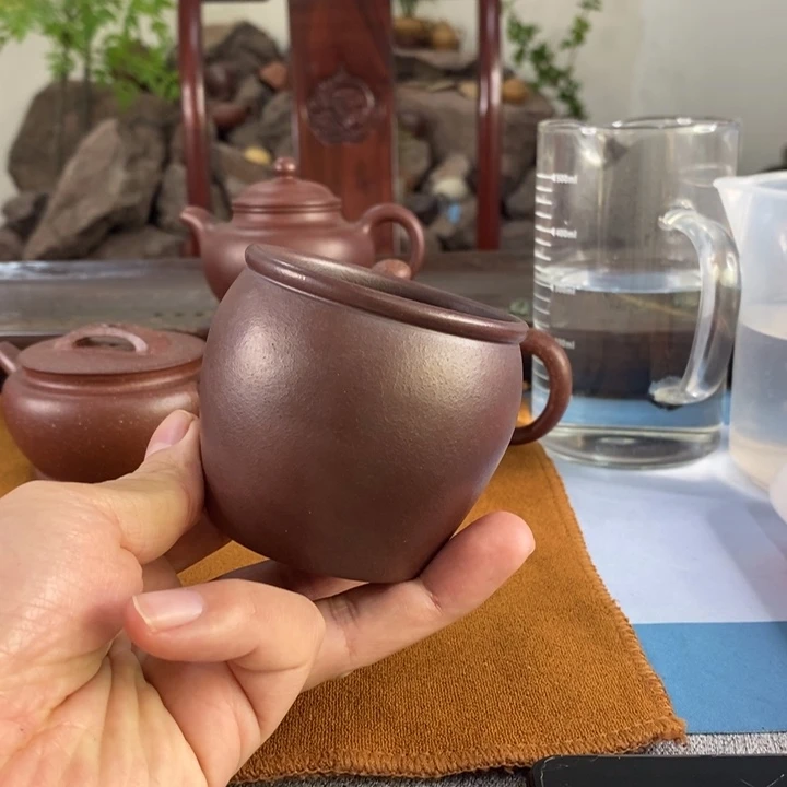 紫砂茶壶石红主人杯190