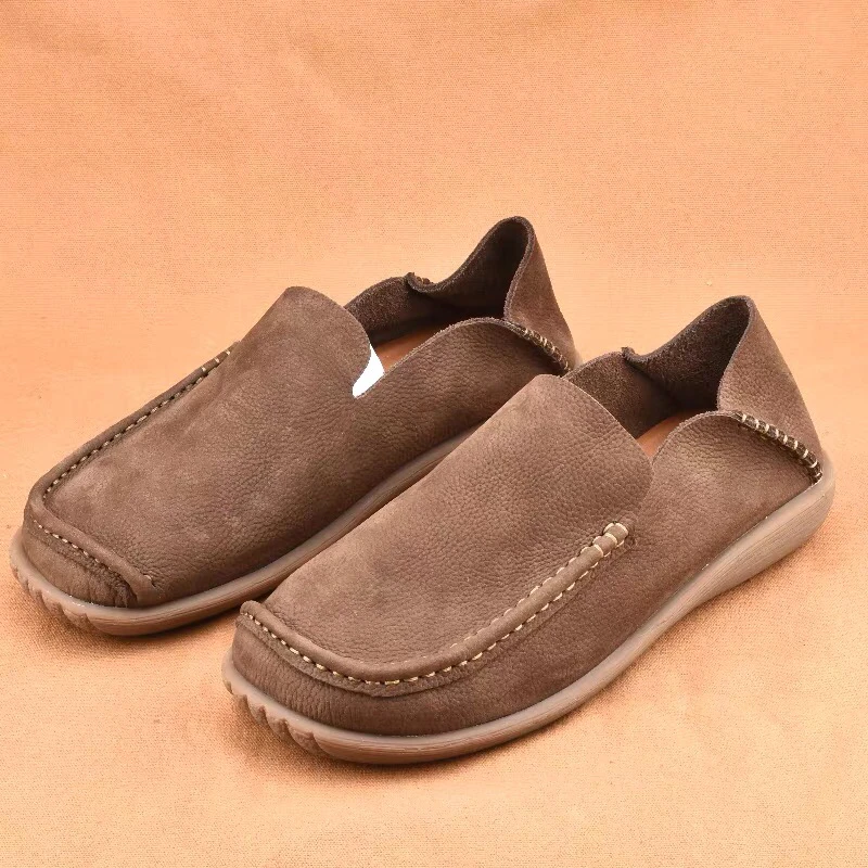 头层牛皮男鞋子2025新款春季大头鞋真皮透气软底英伦防滑休闲皮鞋