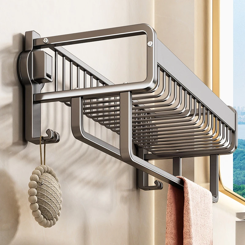 吸盘毛巾架免打孔卫生间浴室置物架壁挂式厕所洗澡收纳浴巾架
