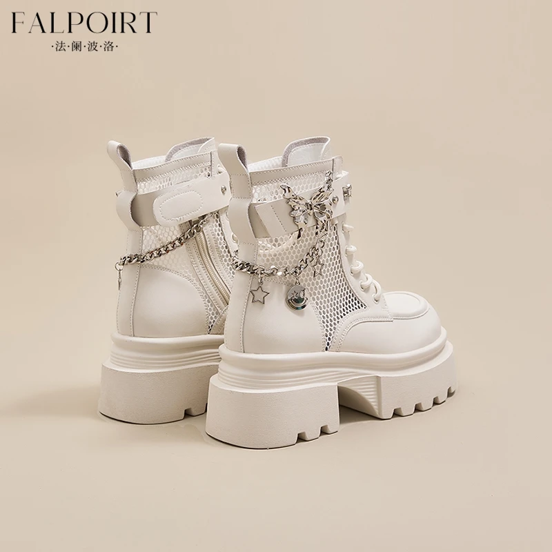 FALPOIRT厚底内增高马丁靴女夏秋季薄款网面透气机车短靴时尚潮酷