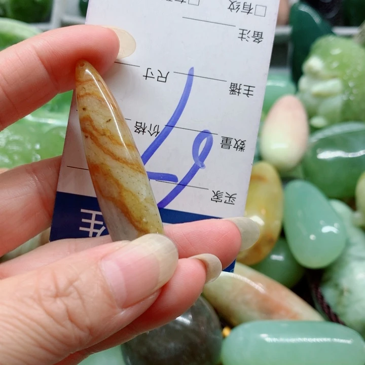 圆***梦蛇纹石玉未镶嵌手把件