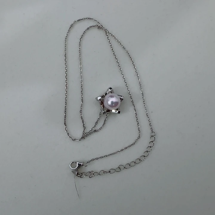 海水珍珠银S925镶嵌颈饰Akoya珍珠8-9吊坠