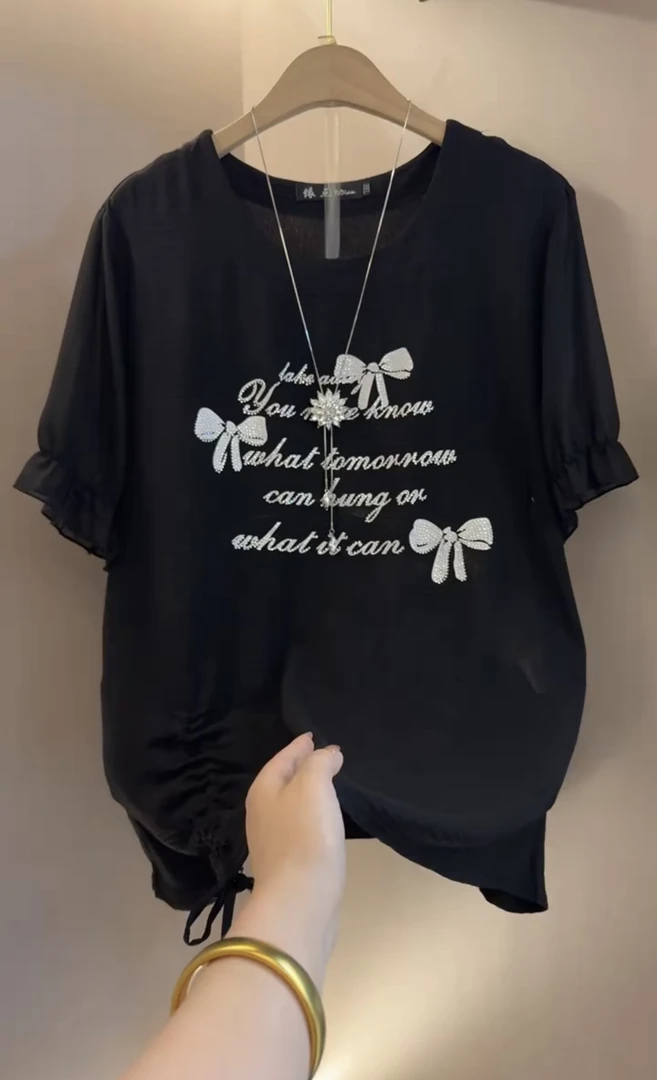 圆领短袖宽松夏季8665凤枝大码女装夏款短袖