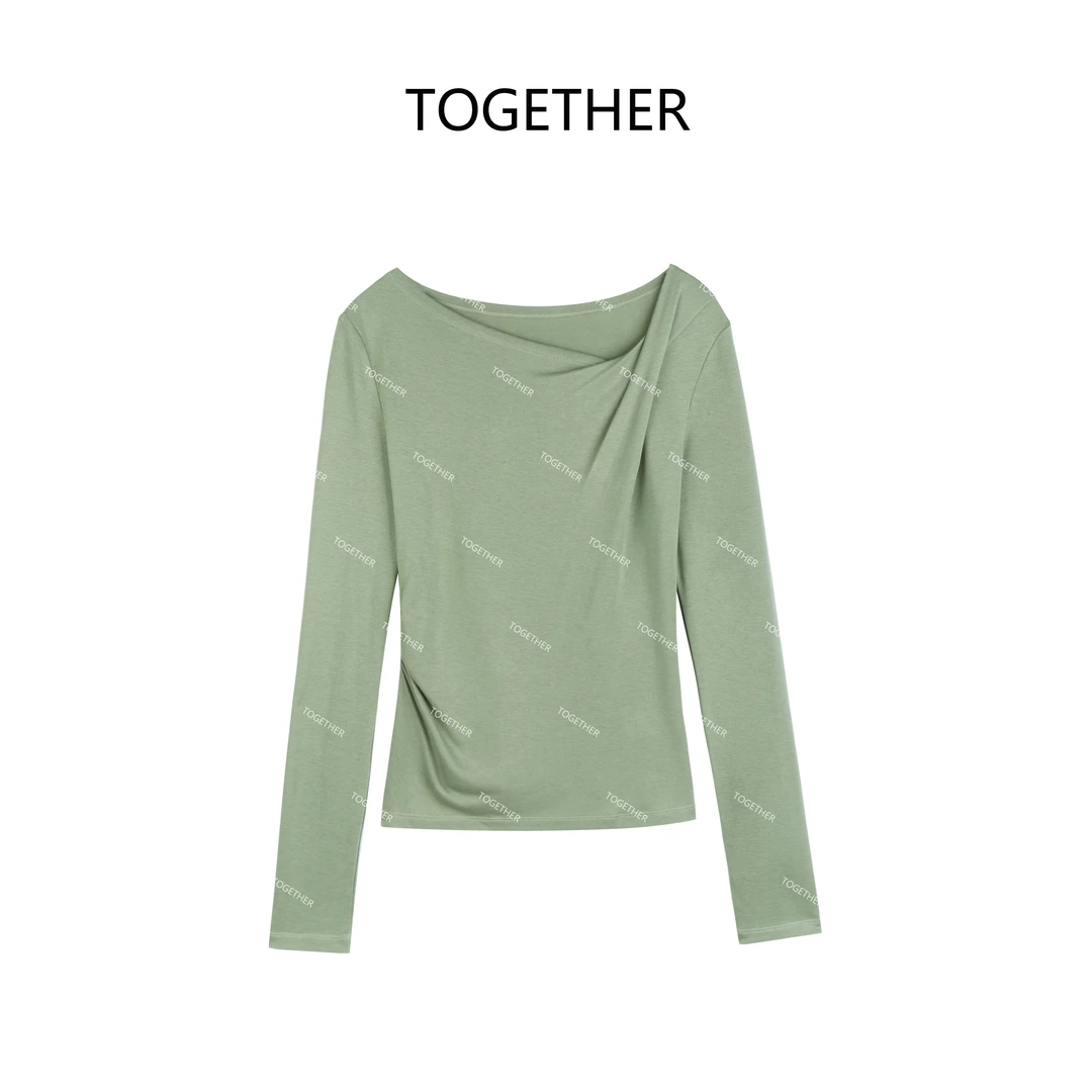 【ASIA BLUE】· 青稚 · 2025春设计感褶皱气质软糯针织打底衫Q0064