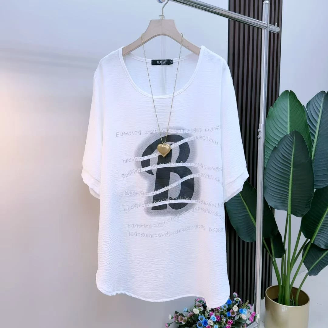 胖mm时尚气质显瘦遮肉减龄轻奢9976夏季潮流宽松百搭洋气半袖