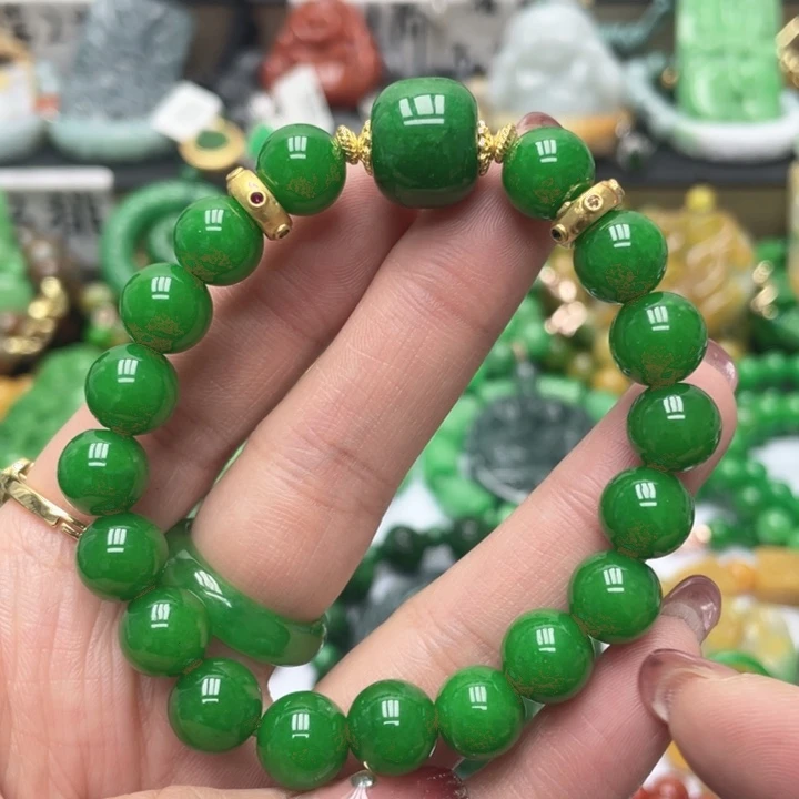 翡翠未镶嵌手链手链干青处理0