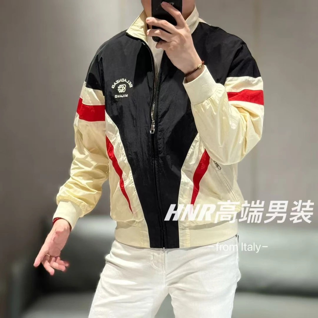 【雷迪·凯奇】品牌专卖复古学院风阔版立体手工拼色春款夹克1006