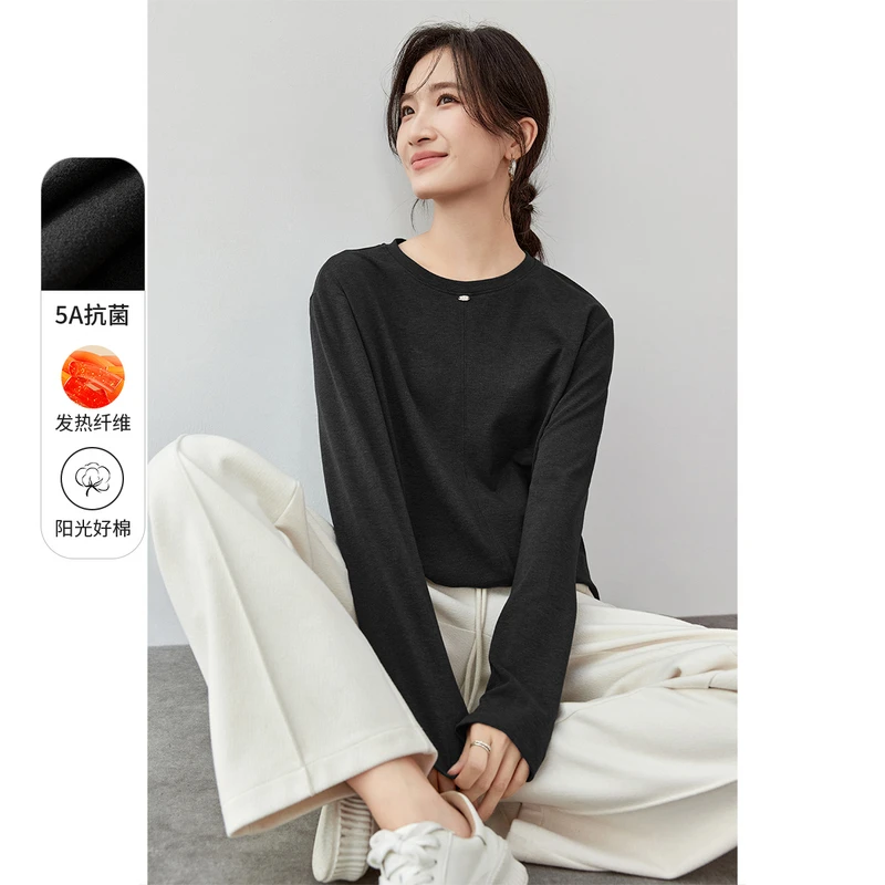 舒适休闲基础款上衣5A抗菌腈纶发热纤维棉质T恤56820